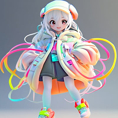 anime style figure girl with colorful outfit hat generative ai